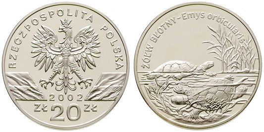 20 zł Żółw błotny (łac.Emys orbicularis) 2002
